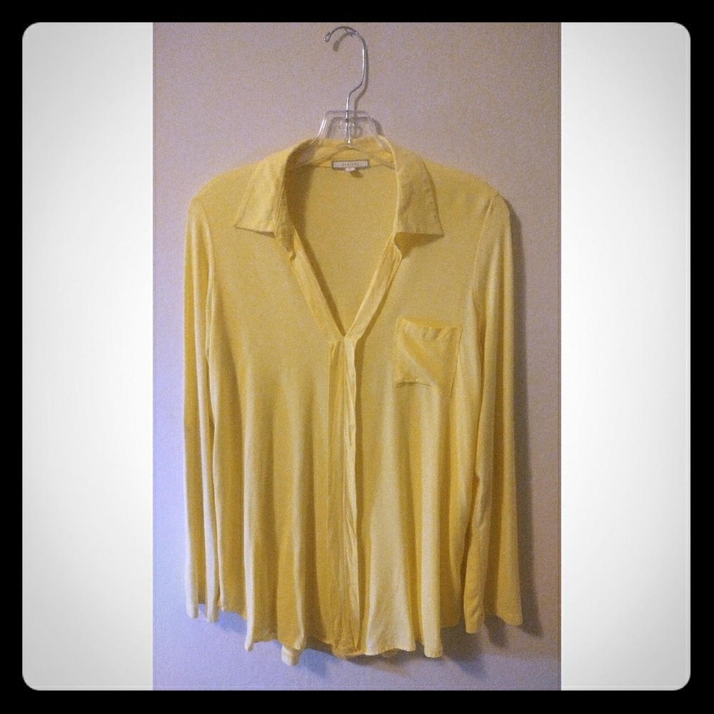 Pleione Anthropologie yellow top SZ S A16